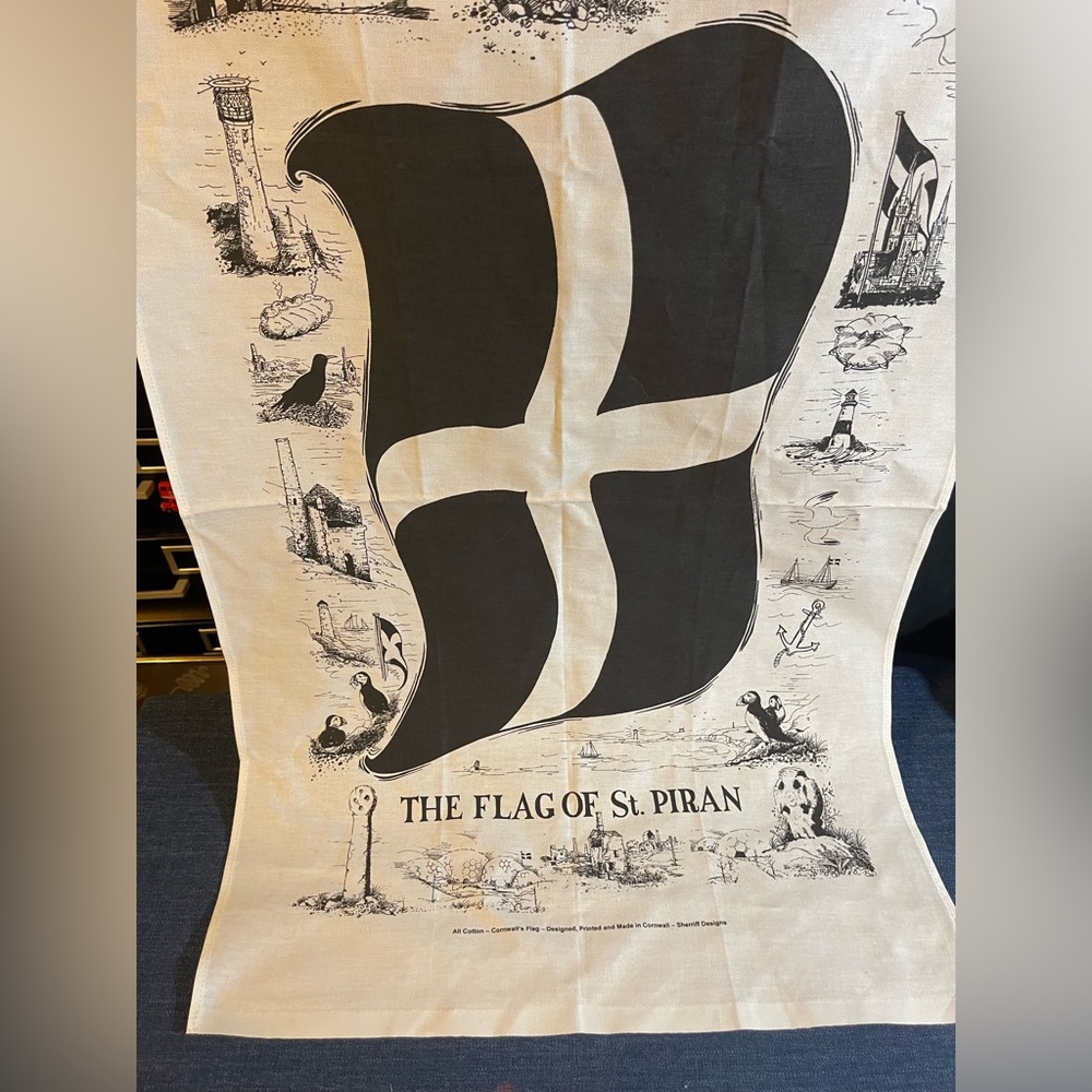Cornish Flag of St Piran Cotton Tea Towel